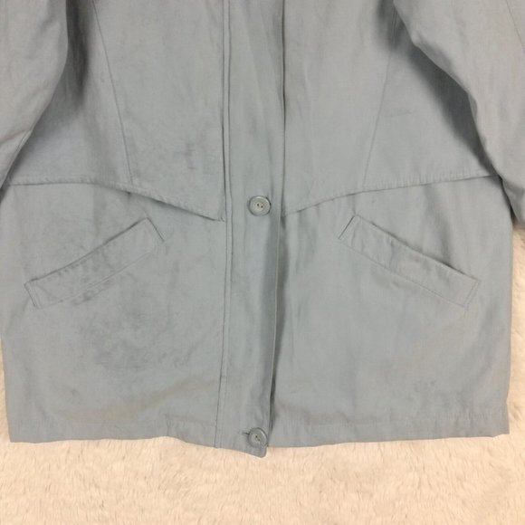 London‎ Fog Womens Coat  Lightweight Blue Zip Front Collared Pockets Long L - Picture 10 of 14